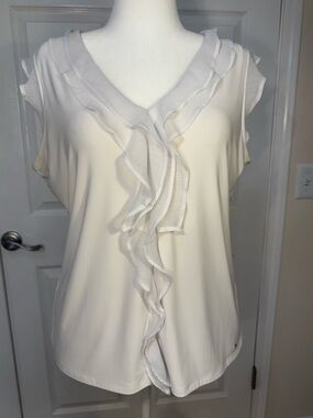 Tommy Hilfiger Ruffle V-Neck Sleeveless Top